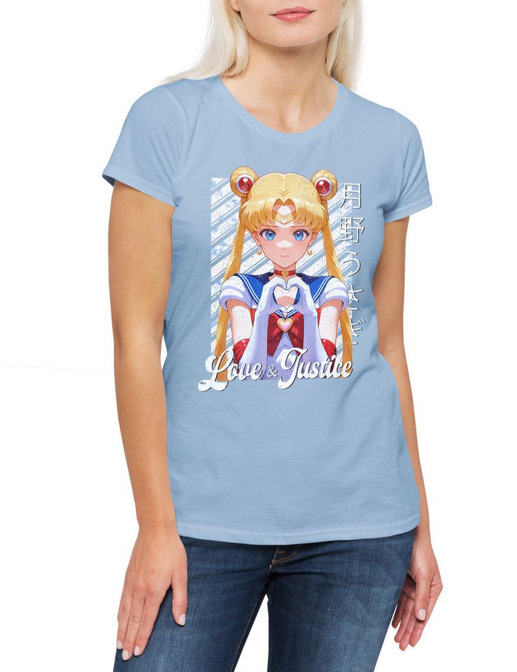 Urban Backwoods Print-Shirt Love And Justice Damen T-Shirt Anime Sailor Girl Usagi Tsukino (1-tlg) Princess Serenity Moon Wild von Urban Backwoods