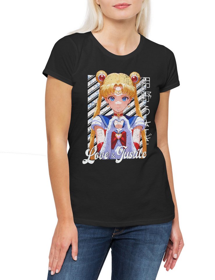 Urban Backwoods Print-Shirt Love And Justice Damen T-Shirt Anime Sailor Girl Usagi Tsukino (1-tlg) Princess Serenity Moon Wild von Urban Backwoods