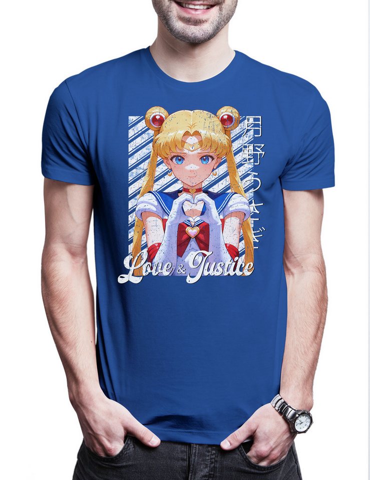 Urban Backwoods Print-Shirt Love And Justice Herren T-Shirt Anime Sailor Girl Usagi Tsukino (1-tlg) Princess Serenity Moon Wild von Urban Backwoods