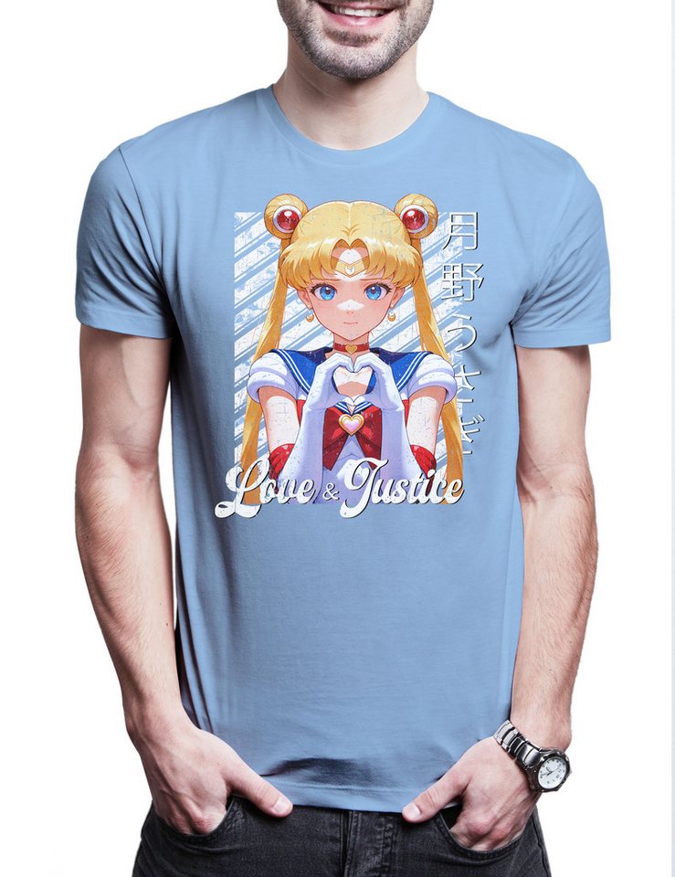 Urban Backwoods Print-Shirt Love And Justice Herren T-Shirt Anime Sailor Girl Usagi Tsukino (1-tlg) Princess Serenity Moon Wild von Urban Backwoods