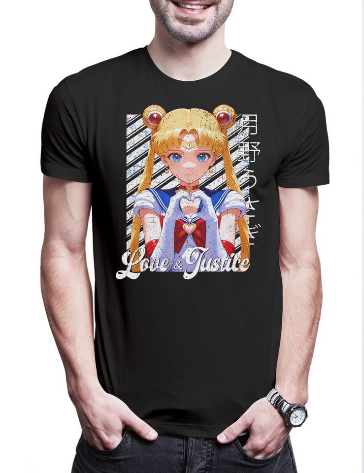 Urban Backwoods Print-Shirt Love And Justice Herren T-Shirt Anime Sailor Girl Usagi Tsukino (1-tlg) Princess Serenity Moon Wild von Urban Backwoods