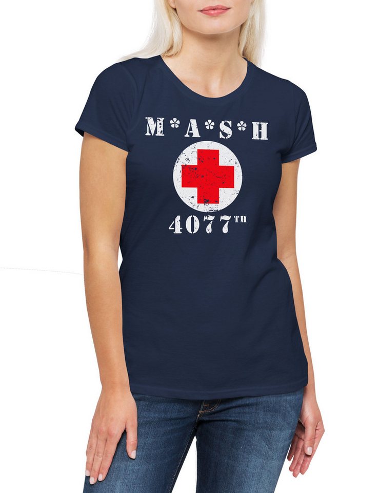 Urban Backwoods Print-Shirt MASH Logo Damen T-Shirt 4077th M.A.S.H. Army Symbol TV Doctors Series (1-tlg) Serie Larry Gelbart Mobile von Urban Backwoods