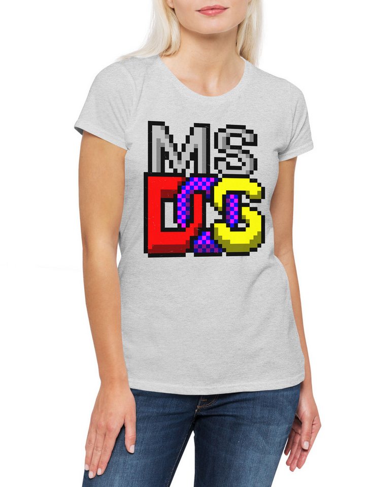 Urban Backwoods Print-Shirt MS DOS Logo Damen T-Shirt Retro Vintage Computer Symbol Programmierer (1-tlg) Icon Zeichen PC Informatiker von Urban Backwoods