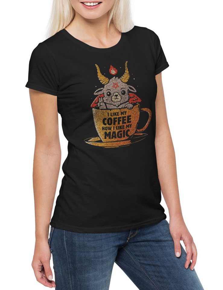 Urban Backwoods Print-Shirt Magic Coffee Damen T-Shirt Fun Geek Nerd Science Scientist Kaffee (1-tlg) Molekül Teacher Lehrer Chemie von Urban Backwoods