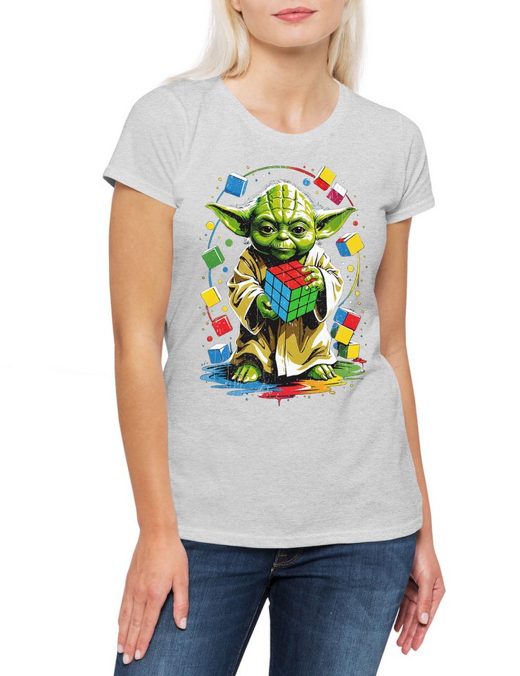 Urban Backwoods Print-Shirt Master Cube Damen T-Shirt Zauberwürfel Wars Yoda 80s Magic Star Speed (1-tlg) Cubing Jedi Cuber Master von Urban Backwoods