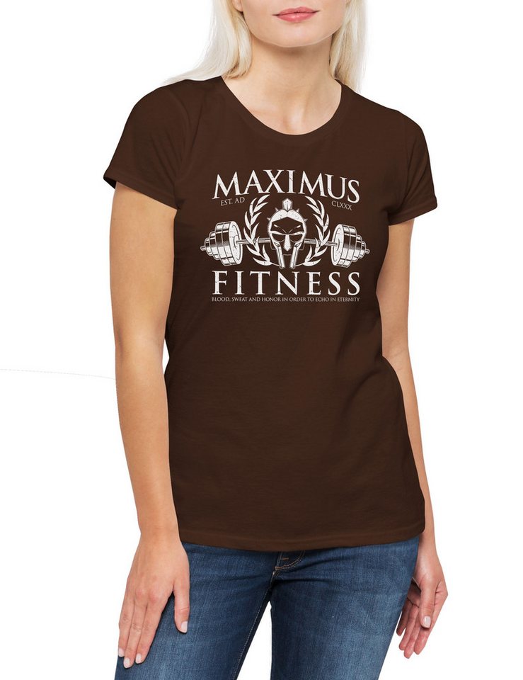 Urban Backwoods Print-Shirt Maximus Fitness Damen T-Shirt Sanguis Spartacus Et Gloria TV Spartakus (1-tlg) Roman Gladiator Rom Serie von Urban Backwoods