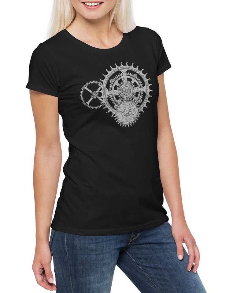Urban Backwoods Print-Shirt Mechanism I Damen T-Shirt Uhr Uhrmacher Clockwork Uhren Watch Sammler (1-tlg) Mechaniker Mechanik Collector Technologie von Urban Backwoods