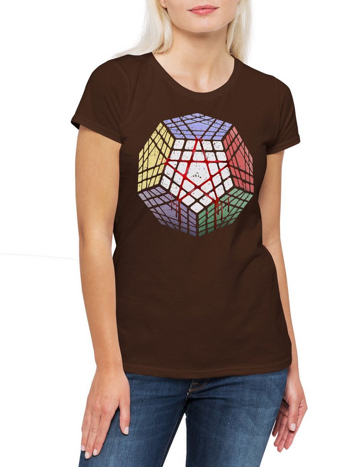 Urban Backwoods Print-Shirt Megaminx Pentacle Damen T-Shirt Cube Zauberwürfel 80s Magic Speed (1-tlg) Cubing Cuber Speedcube Megamix von Urban Backwoods