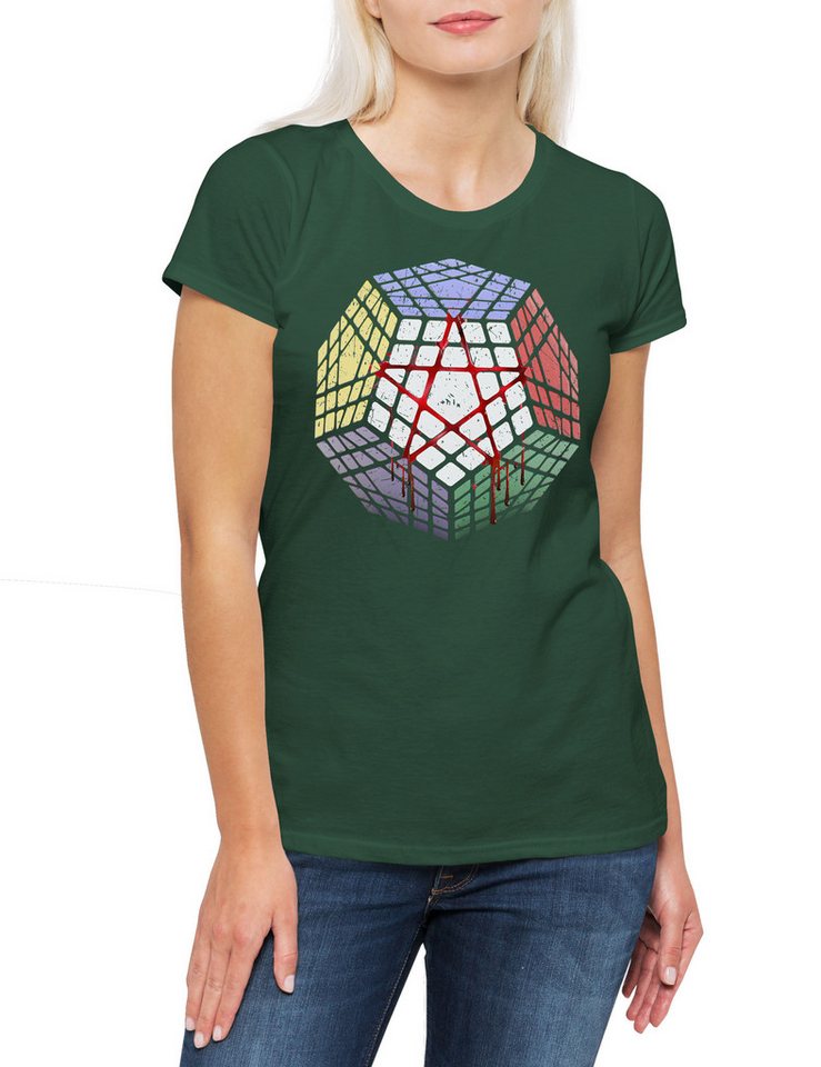 Urban Backwoods Print-Shirt Megaminx Pentacle Damen T-Shirt Cube Zauberwürfel 80s Magic Speed (1-tlg) Cubing Cuber Speedcube Megamix von Urban Backwoods
