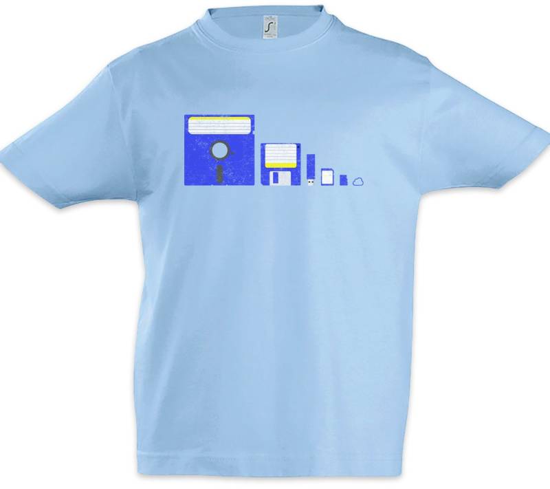 Urban Backwoods Print-Shirt Memory Evolution Kinder T-Shirt Nerd Retro Floppy Disc Informatiker PC (1-tlg) Computer Diskette Disk Drive von Urban Backwoods