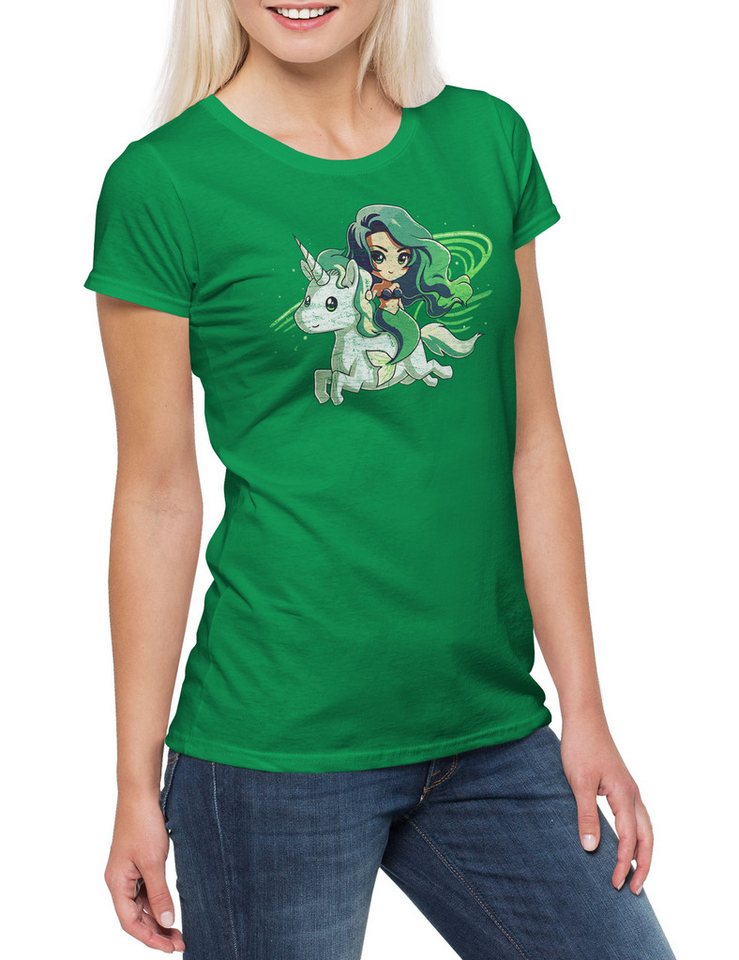 Urban Backwoods Print-Shirt Mermaid & Unicorn Damen T-Shirt Einhorn Regenbogen Meerjungfrau (1-tlg) Rainbow Fun Fairies Princess von Urban Backwoods