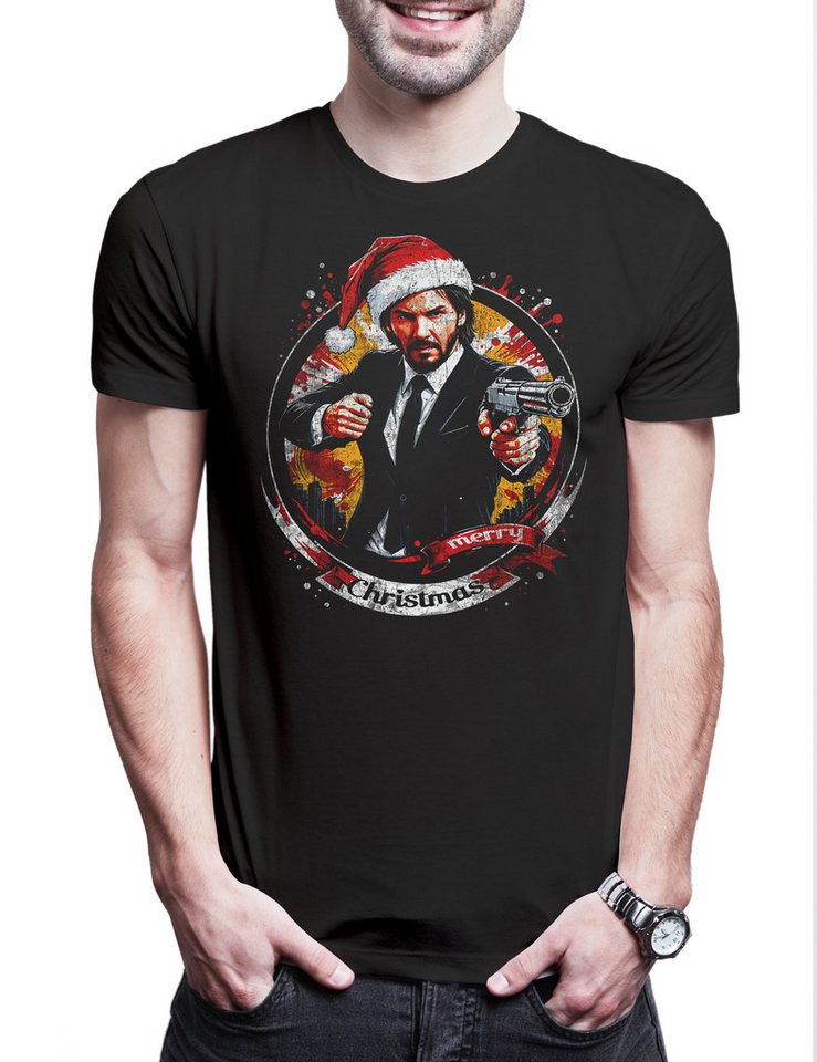 Urban Backwoods Print-Shirt Merry John Christmas Herren T-Shirt Happy Santa X-Mas Claus Wick (1-tlg) Weihnachten Weihnachtsmann Nikolaus Winston von Urban Backwoods