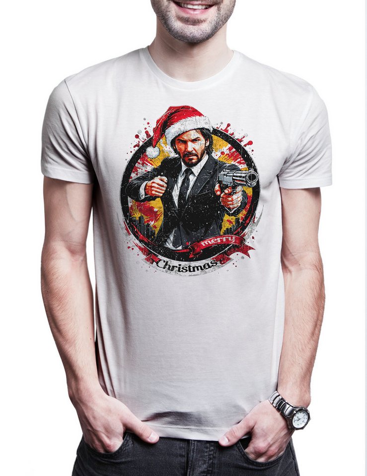 Urban Backwoods Print-Shirt Merry John Christmas Herren T-Shirt Happy Santa X-Mas Claus Wick (1-tlg) Weihnachten Weihnachtsmann Nikolaus Winston von Urban Backwoods