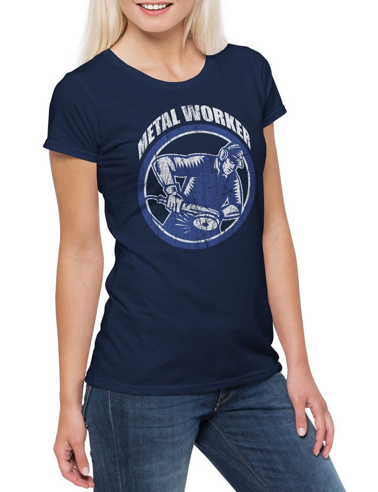 Urban Backwoods Print-Shirt Metal Worker I Damen T-Shirt Schlosser Locksmith Metallbau Schlosserei (1-tlg) Schmied Metallarbeiter Metallbauer Metalworker von Urban Backwoods