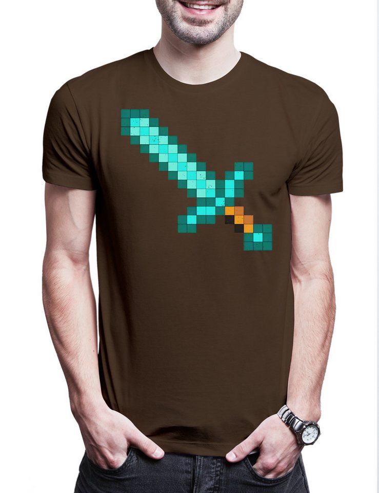 Urban Backwoods Print-Shirt Mine Sword Herren T-Shirt Games Gaming Craft Nerd Freak Crafting Fan (1-tlg) Game Geek Nerd Creeper von Urban Backwoods