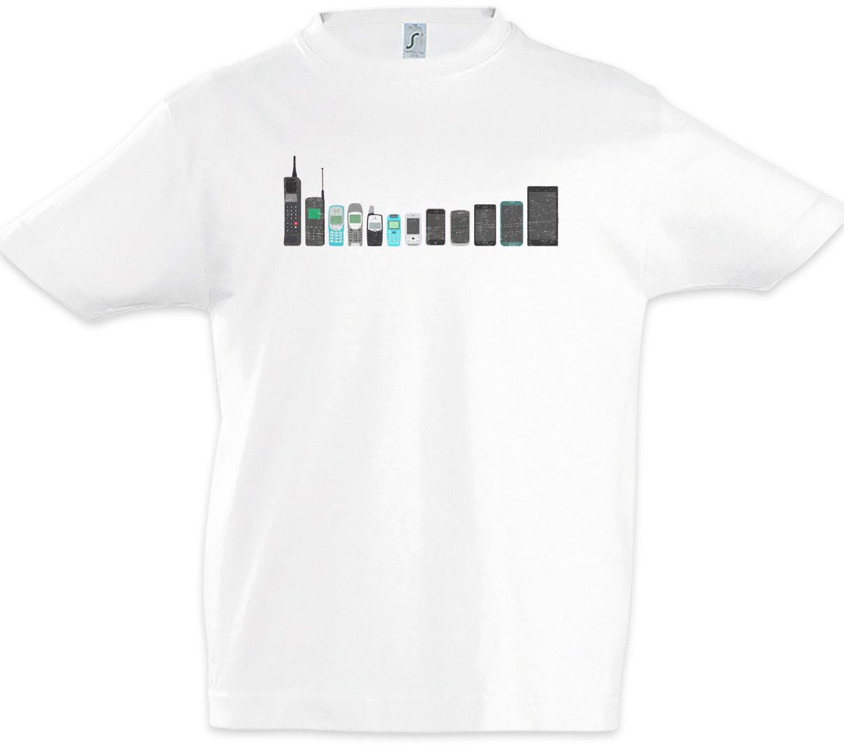 Urban Backwoods Print-Shirt Mobile Phone Evolution Kinder T-Shirt Fun Geek Nerd Charles Darwin (1-tlg) Hand Smartphone Entwicklung Technik von Urban Backwoods