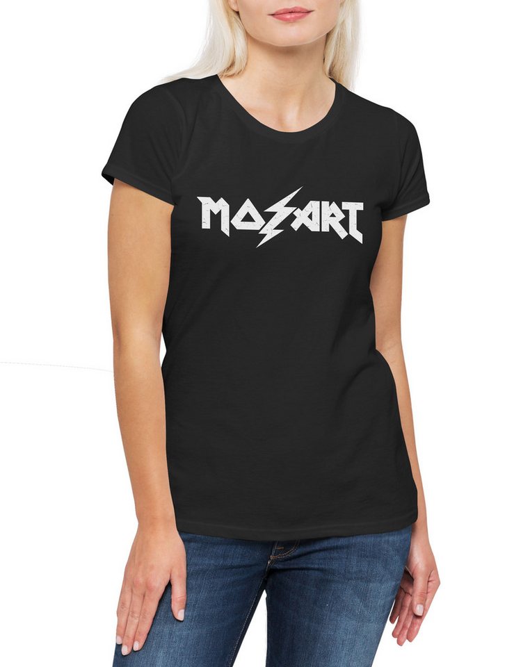 Urban Backwoods Print-Shirt Mozart A Damen T-Shirt Black Wolfgang Amadeus Metal Heavy Hardrock (1-tlg) Komponist Composer Klassik Musik von Urban Backwoods