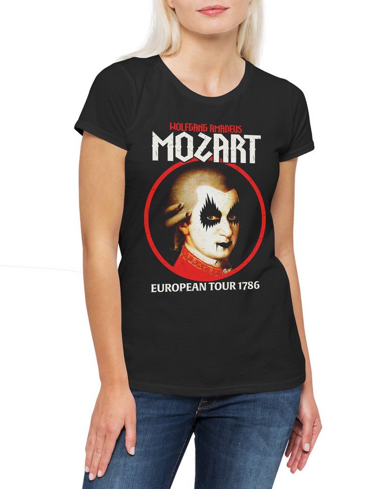 Urban Backwoods Print-Shirt Mozart European Tour Damen T-Shirt Black Death Wolfgang Amadeus Metal (1-tlg) Heavy Hardrock Komponist Composer von Urban Backwoods