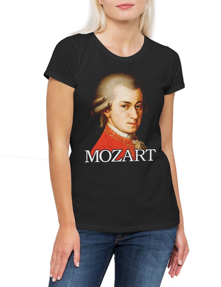 Urban Backwoods Print-Shirt Mozart Portrait Damen T-Shirt Wolfgang Amadeus Komponist Composer (1-tlg) Klassik Musik Klassische Classic von Urban Backwoods