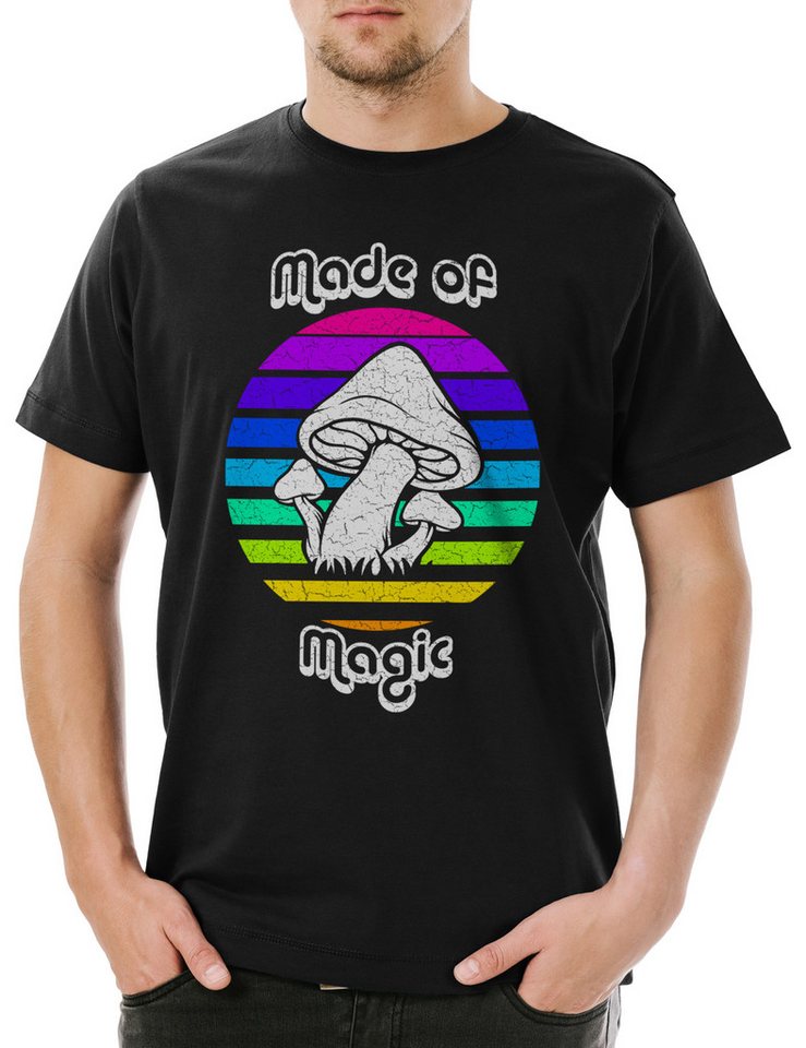 Urban Backwoods Print-Shirt Mushroom Rainbow Herren T-Shirt Vegetararian Vegan Pilz Magic Food (1-tlg) Toad Gericht Fliegenpilz von Urban Backwoods