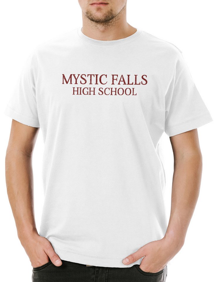 Urban Backwoods Print-Shirt Mystic Falls High School Herren T-Shirt Vampire Schule School Vampir (1-tlg) Sign Diaries Symbol Team von Urban Backwoods