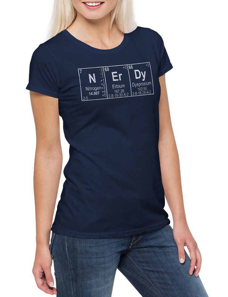 Urban Backwoods Print-Shirt N Er Dy Damen T-Shirt Lehrer Chemie Nerd Chemistry Teacher Professor (1-tlg) Periodensystem PEriodic Table Elements von Urban Backwoods