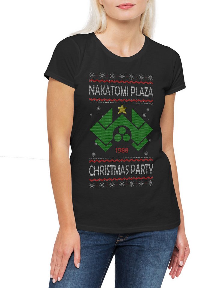 Urban Backwoods Print-Shirt Nakatomi Plaza Christmas Damen T-Shirt Merry Hard Santa Die Langsam (1-tlg) X-Mas Stirb Claus Weihnachten von Urban Backwoods