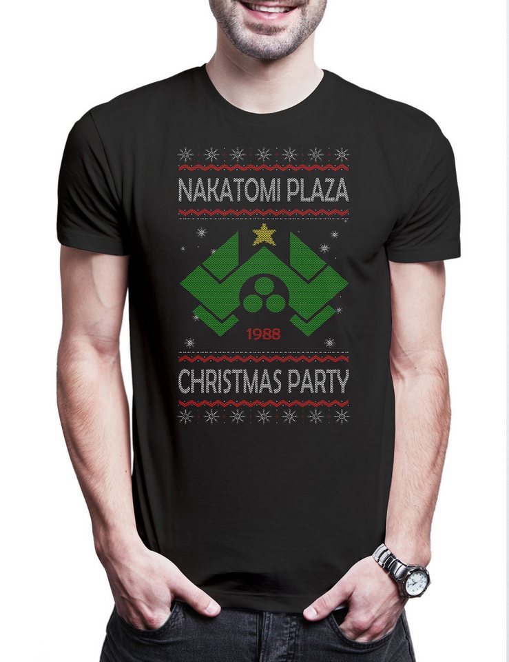 Urban Backwoods Print-Shirt Nakatomi Plaza Christmas Herren T-Shirt Merry Hard Santa Die Langsam (1-tlg) X-Mas Stirb Claus Weihnachten von Urban Backwoods
