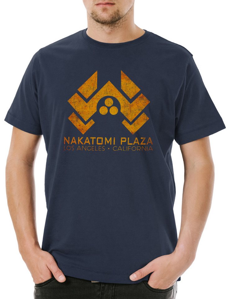 Urban Backwoods Print-Shirt Nakatomi Plaza Sign Herren T-Shirt Shirt Stirb Skyscraper Hard Langsam (1-tlg) Weihnachten X-Mas Movie von Urban Backwoods
