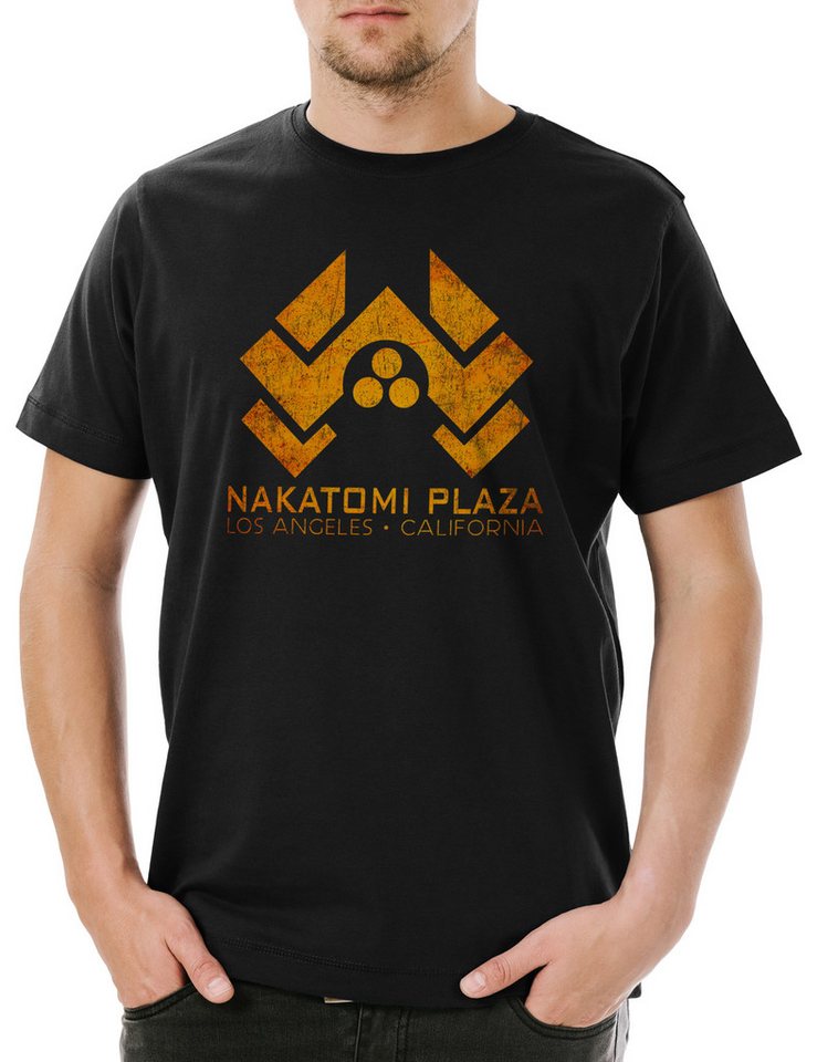 Urban Backwoods Print-Shirt Nakatomi Plaza Sign Herren T-Shirt Shirt Stirb Skyscraper Hard Langsam (1-tlg) Weihnachten X-Mas Movie von Urban Backwoods