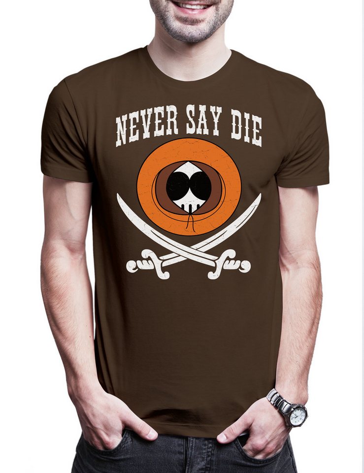 Urban Backwoods Print-Shirt Never Say Die Herren T-Shirt Comic Cartoon Dark Park Humor South (1-tlg) Series Sitcom Fun Kenny von Urban Backwoods