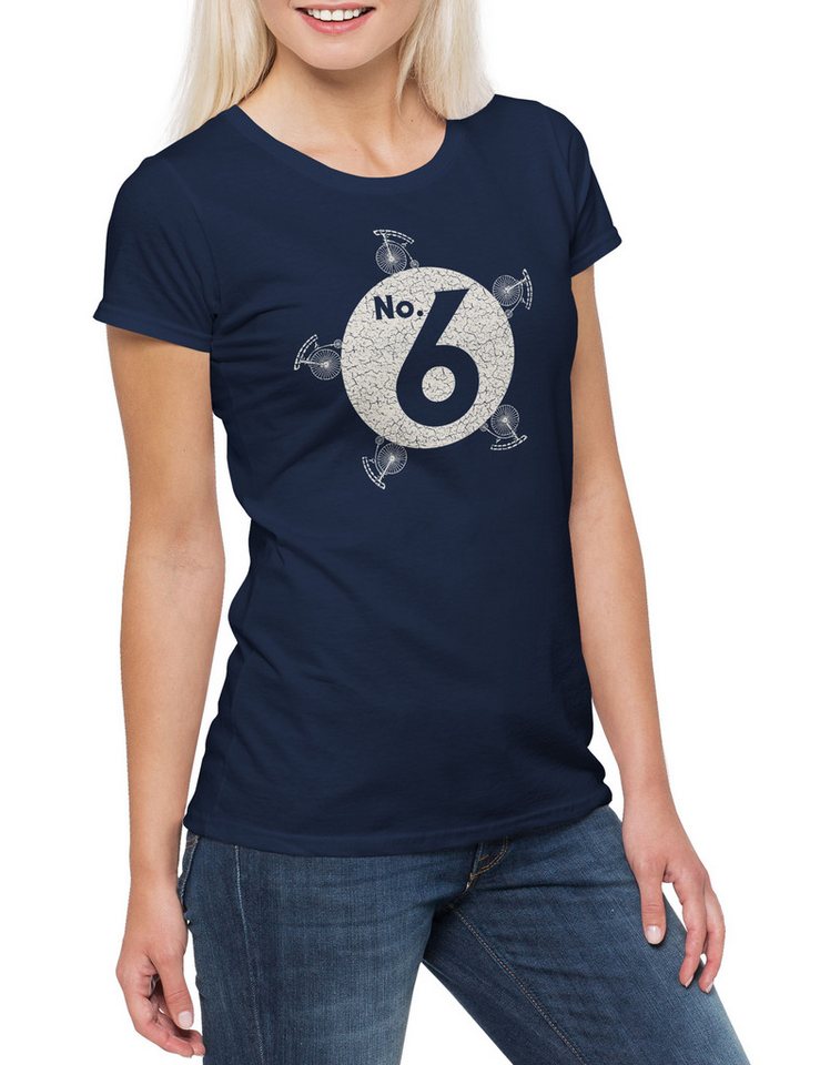 Urban Backwoods Print-Shirt No. 6 Damen T-Shirt The Fun TV Prisoner Number Butler Six Supervisor (1-tlg) Nummer Gefangener 6 Fahrrad von Urban Backwoods