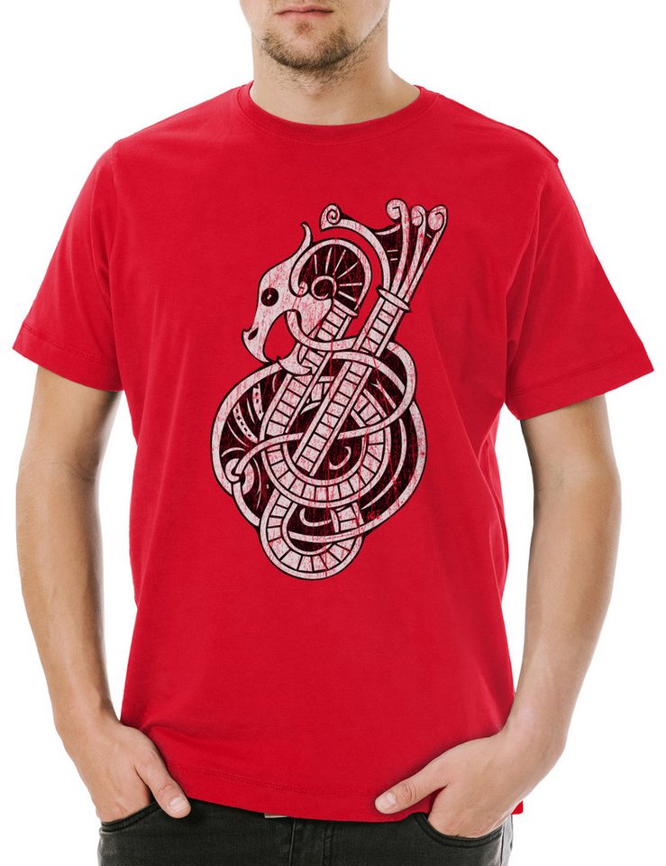 Urban Backwoods Print-Shirt Nordic Dragon Herren T-Shirt Drache Arsen Celtic Irminsul Thor Odhin (1-tlg) Odin Loki Ragnarök Norse von Urban Backwoods