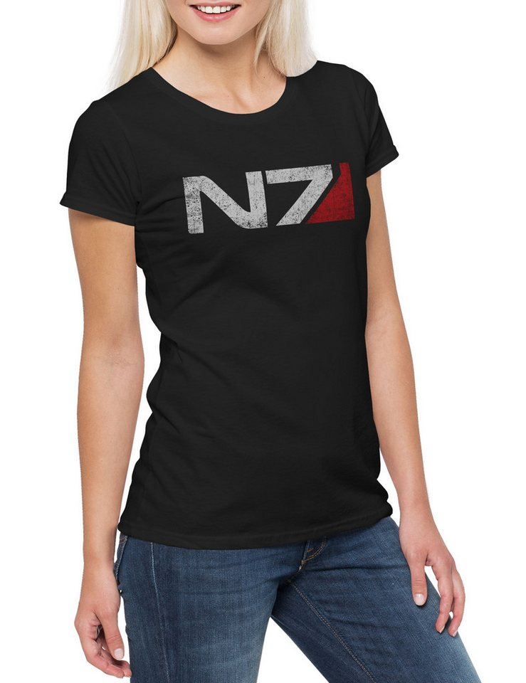 Urban Backwoods Print-Shirt Normandy Logo Damen T-Shirt Mass Commander Shepard Cerberus Abzeichen (1-tlg) Effect N7 Symbol Zeichen von Urban Backwoods