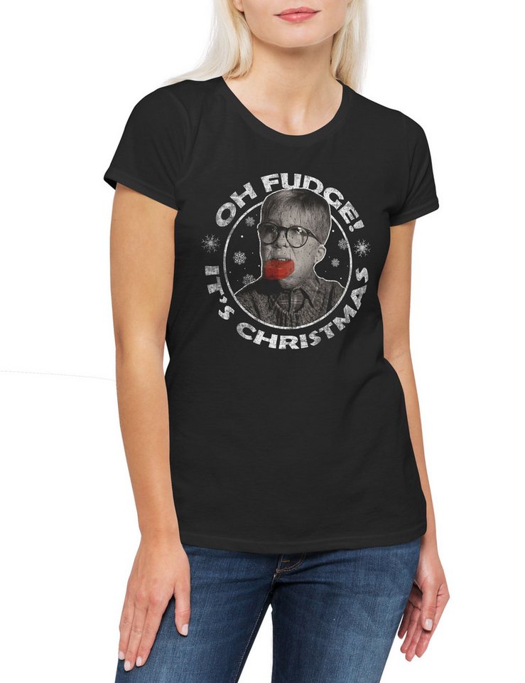 Urban Backwoods Print-Shirt Oh Fudge It´s Christmas Damen T-Shirt A Fröhliche Weihnachten Story (1-tlg) Ralphie 1983 Film Movie von Urban Backwoods