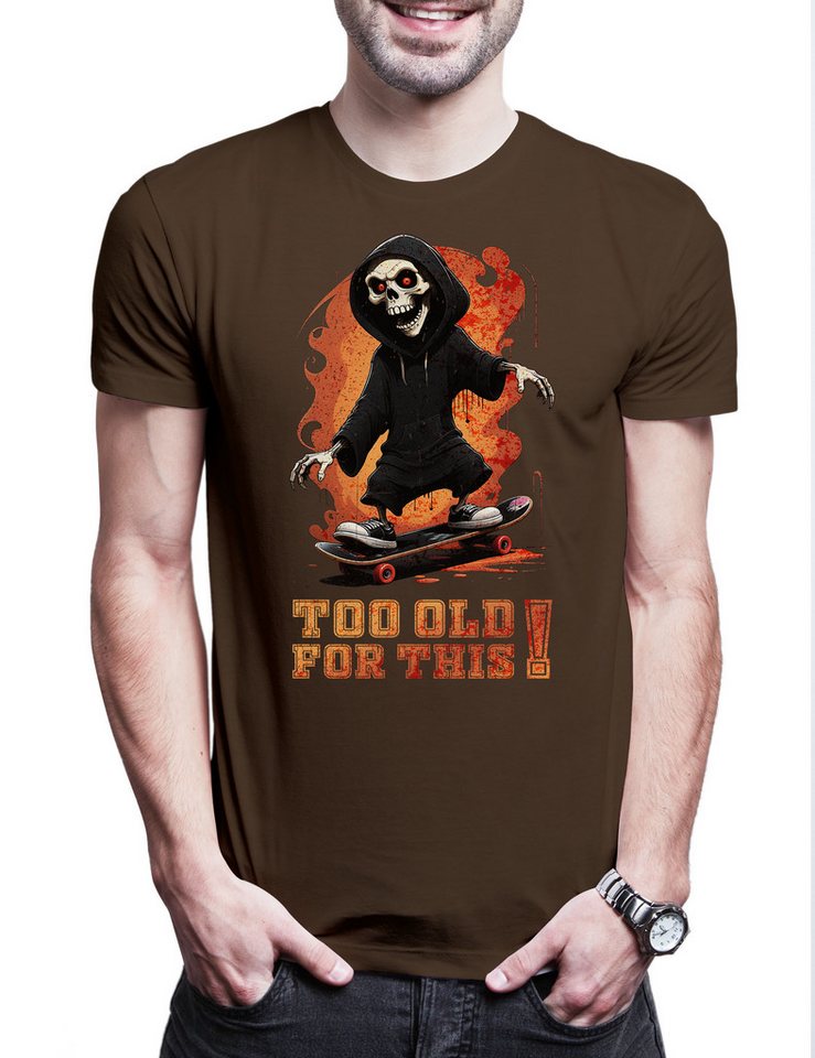 Urban Backwoods Print-Shirt Old Skate Ripper Herren T-Shirt Skateboard Skeleton Skull Bones Skater (1-tlg) Ollie Fashion Kickflip Treflip von Urban Backwoods