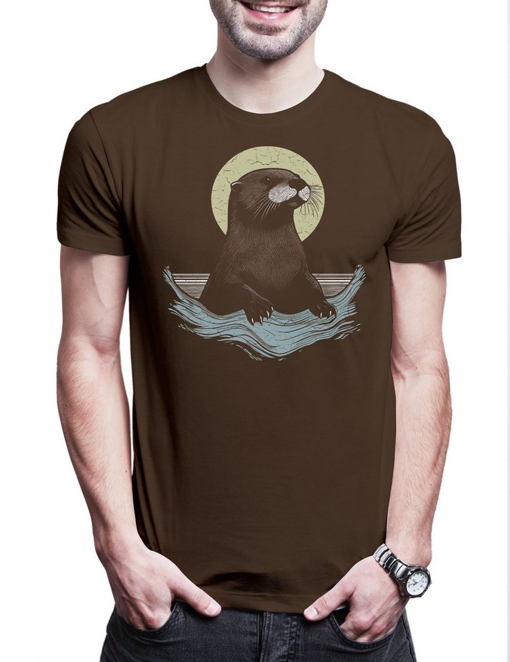 Urban Backwoods Print-Shirt Otter A Herren T-Shirt Lovely Wildlife lontra Nutria Fischotter (1-tlg) Seeotter Viral Meme Flussotter von Urban Backwoods