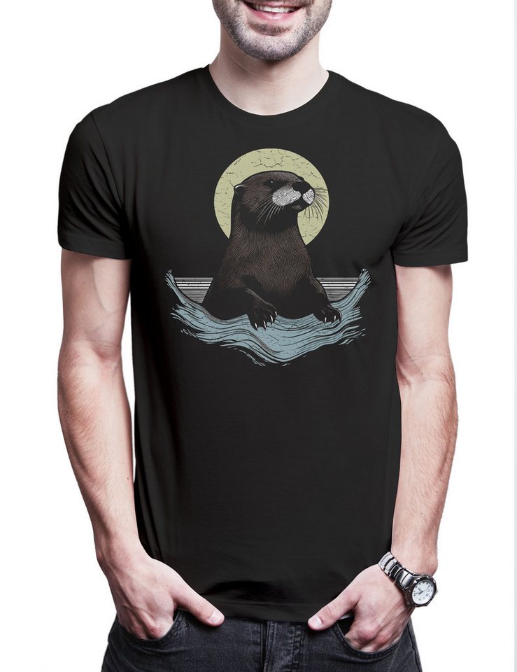 Urban Backwoods Print-Shirt Otter A Herren T-Shirt Lovely Wildlife lontra Nutria Fischotter (1-tlg) Seeotter Viral Meme Flussotter von Urban Backwoods