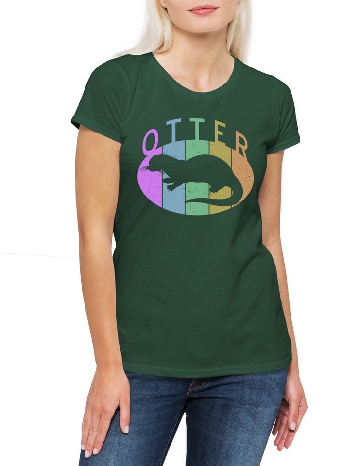 Urban Backwoods Print-Shirt Otter C Damen T-Shirt Vintage Wildlife lontra Nutria Fischotter (1-tlg) Seeotter Viral Meme Flussotter von Urban Backwoods