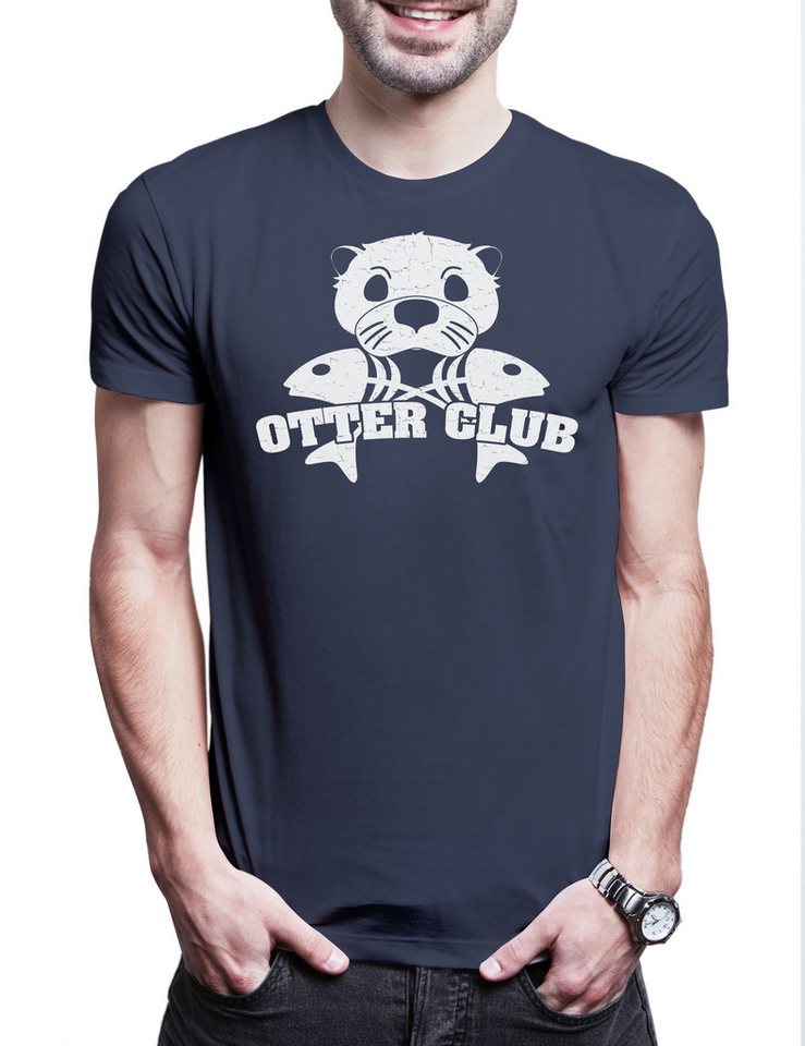 Urban Backwoods Print-Shirt Otter Club Herren T-Shirt Patch Biker MC Wildlife lontra Nutria (1-tlg) Fischotter Seeotter Viral Meme von Urban Backwoods