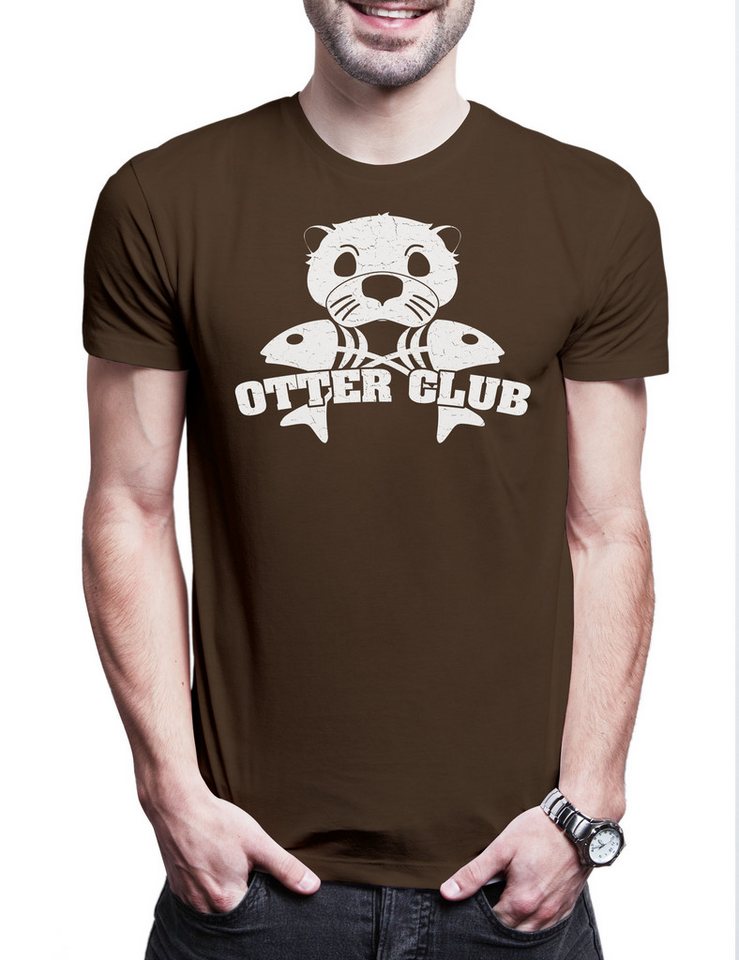 Urban Backwoods Print-Shirt Otter Club Herren T-Shirt Patch Biker MC Wildlife lontra Nutria (1-tlg) Fischotter Seeotter Viral Meme von Urban Backwoods