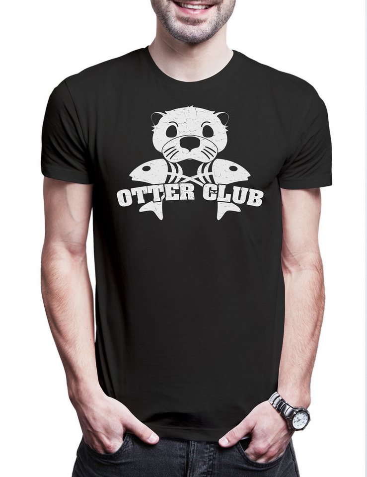 Urban Backwoods Print-Shirt Otter Club Herren T-Shirt Patch Biker MC Wildlife lontra Nutria (1-tlg) Fischotter Seeotter Viral Meme von Urban Backwoods