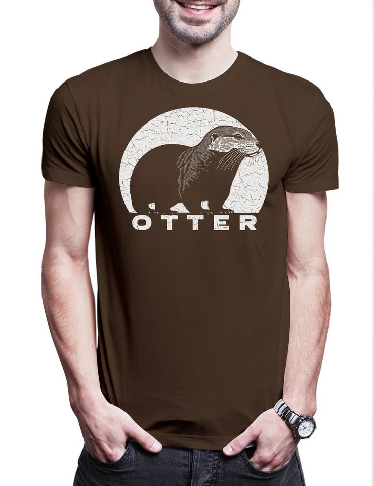 Urban Backwoods Print-Shirt Otter E Herren T-Shirt Retro Wildlife lontra Nutria Fischotter (1-tlg) Seeotter Viral Meme Flussotter von Urban Backwoods
