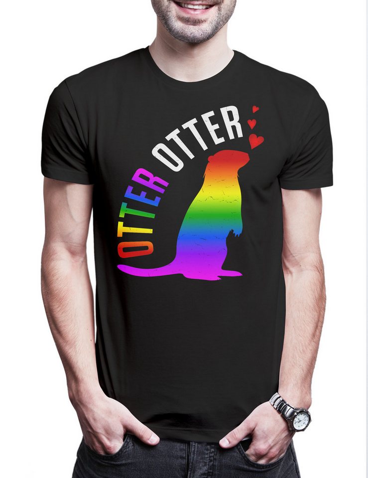Urban Backwoods Print-Shirt Otter Otter Herren T-Shirt Gay Lesbian Trans Queer LGBTQ Wildlife (1-tlg) lontra Nutria Fischotter Seeotter von Urban Backwoods