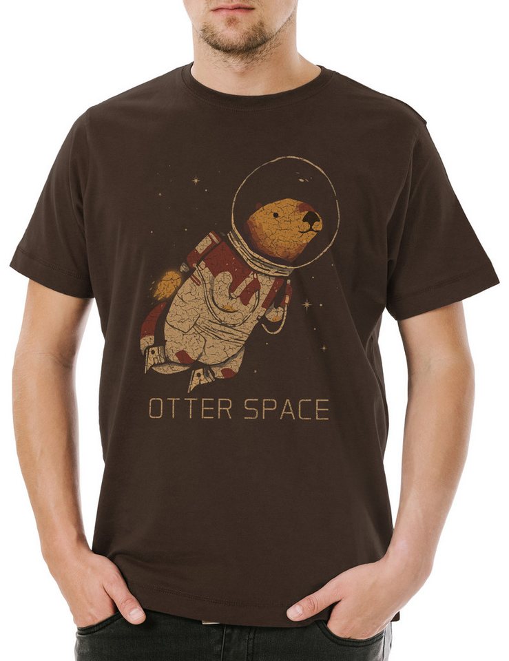 Urban Backwoods Print-Shirt Otter Space Herren T-Shirt Wildlife lontra nutria Fischotter Geek Nerd (1-tlg) Fischotter Astronaut Kosmonaut Weltraum von Urban Backwoods
