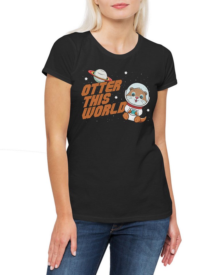 Urban Backwoods Print-Shirt Otter This World Damen T-Shirt Outer Wildlife lontra Nutria Fischotter (1-tlg) Seeotter Viral Meme Flussotter von Urban Backwoods