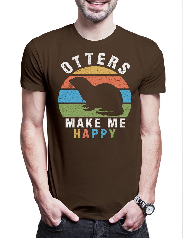 Urban Backwoods Print-Shirt Otters Make Me Happy Herren T-Shirt Liebe Paar Couple Wildlife lontra (1-tlg) Nutria Fischotter Seeotter Viral von Urban Backwoods