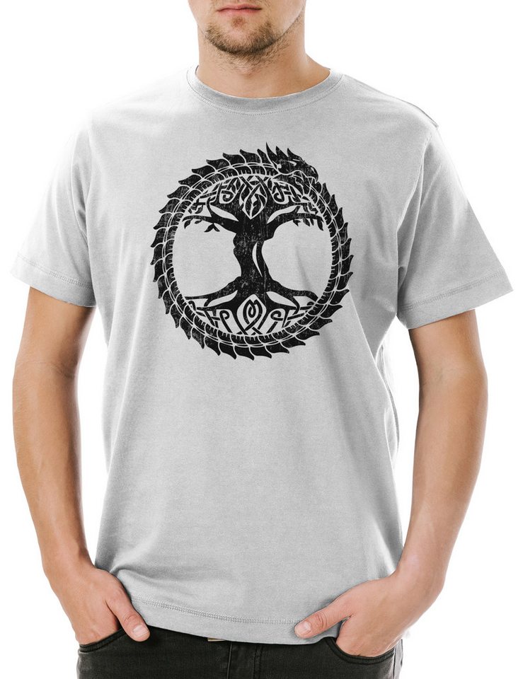 Urban Backwoods Print-Shirt Ouroboros Yggdrasil Herren T-Shirt Celtic Irminsul Tree Loki of Life (1-tlg) Thor Snake Weltenbaum Wikinger von Urban Backwoods