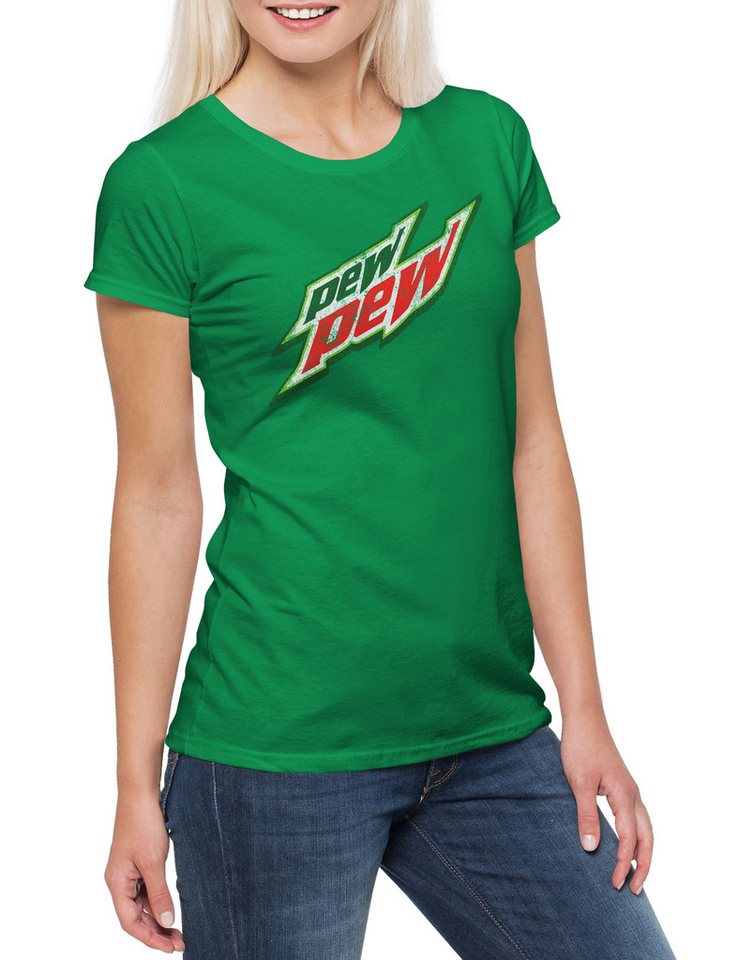 Urban Backwoods Print-Shirt Pew Pew Damen T-Shirt Counter Dew Gamer Gaming Battle Crossover Strike (1-tlg) Field Symbol Games Game von Urban Backwoods