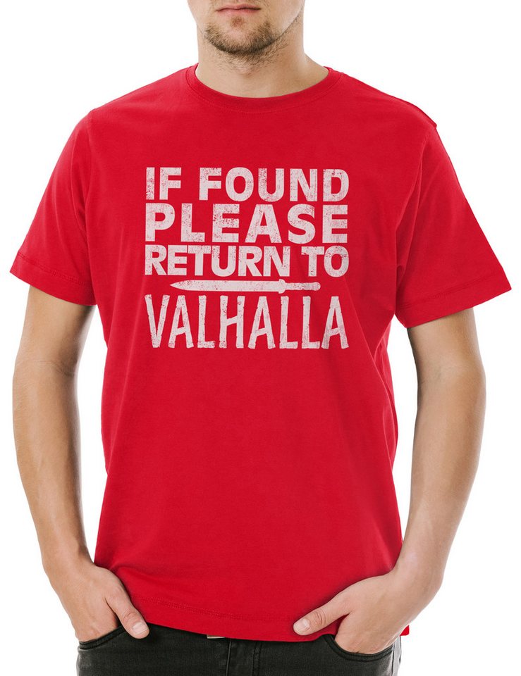 Urban Backwoods Print-Shirt Please Return to Valhalla Herren T-Shirt Fenris Walhalla Odhin (1-tlg) Wikinger Vikings Wotan Thor von Urban Backwoods
